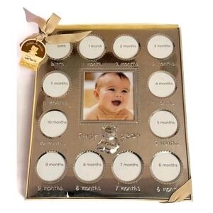 NWT Carters Baby's First Year Picture Frame Silver Tone Collage Frame New